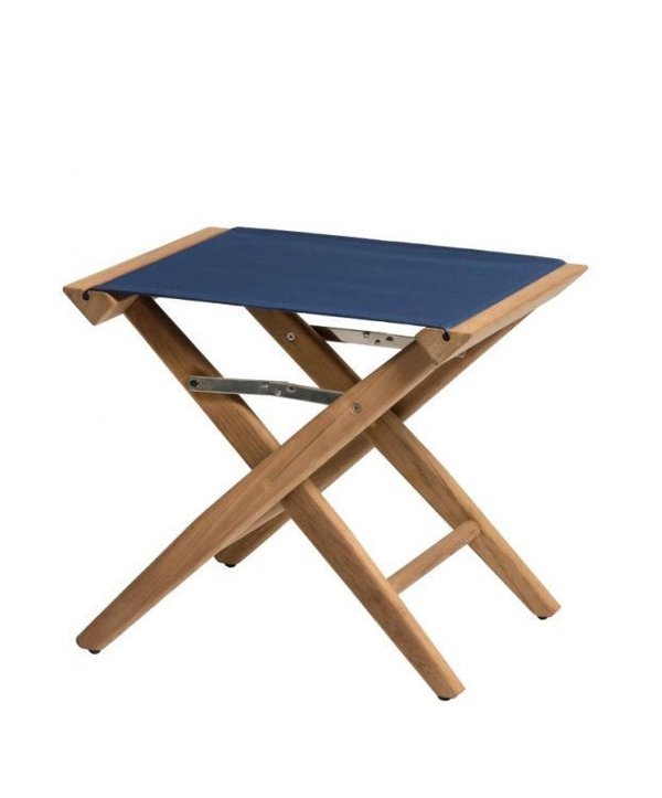 Director's stool, oiled teak, navy