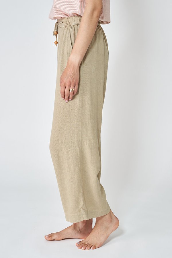 Women's casual linen trousers with elastic waistband