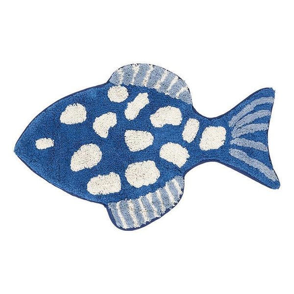 Kalan muotoinen matto puuvillaa 91x61 cm sininen